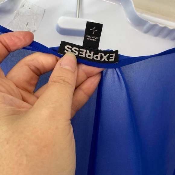 Express Royal Blue Chiffon Top S - Picture 3 of 3